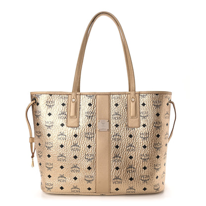 MCM Metallic Visetos Medium Liz Reversible Shopper Tote Gold 1 of 14