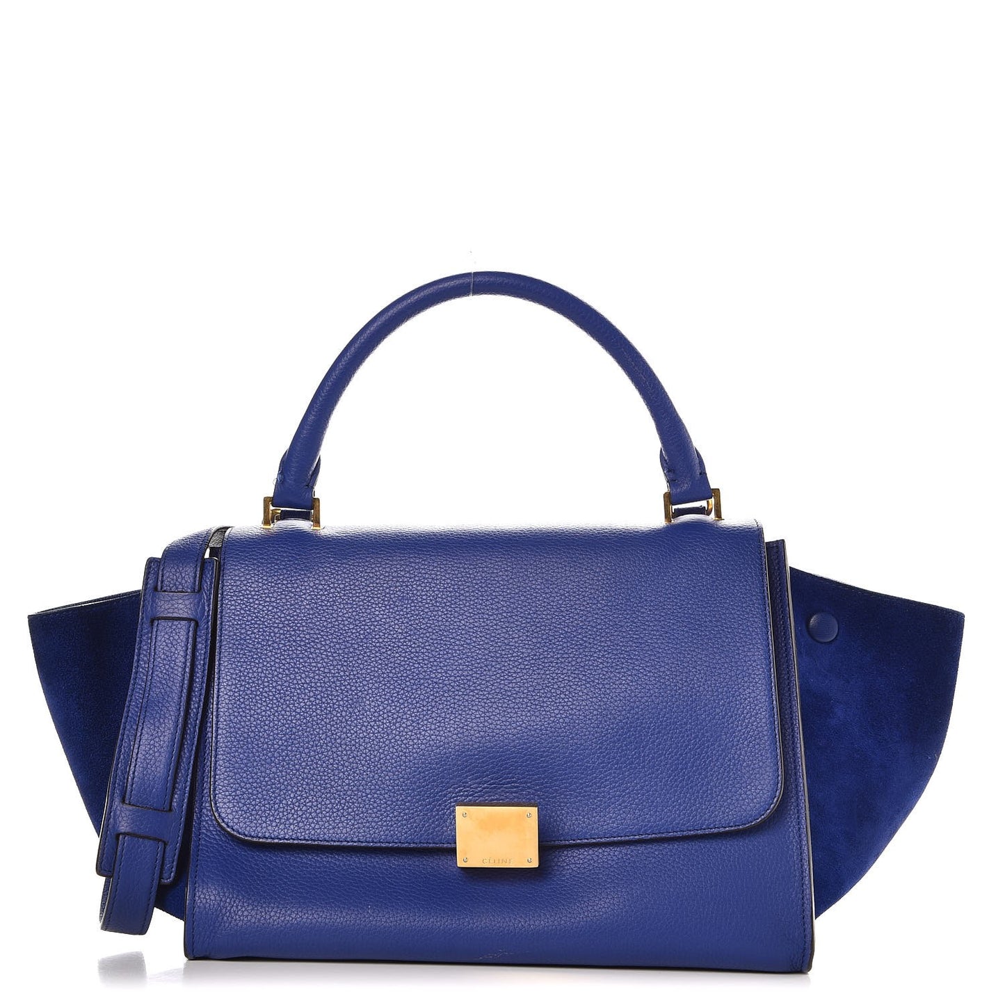 Drummed Calfskin Suede Small Trapeze Indigo