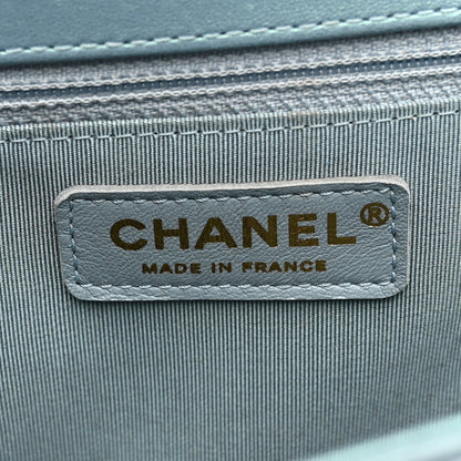 Chanel Iridescent Glazed Calfskin Quilted New Medium Boy Flap Light Blue 6 of 12