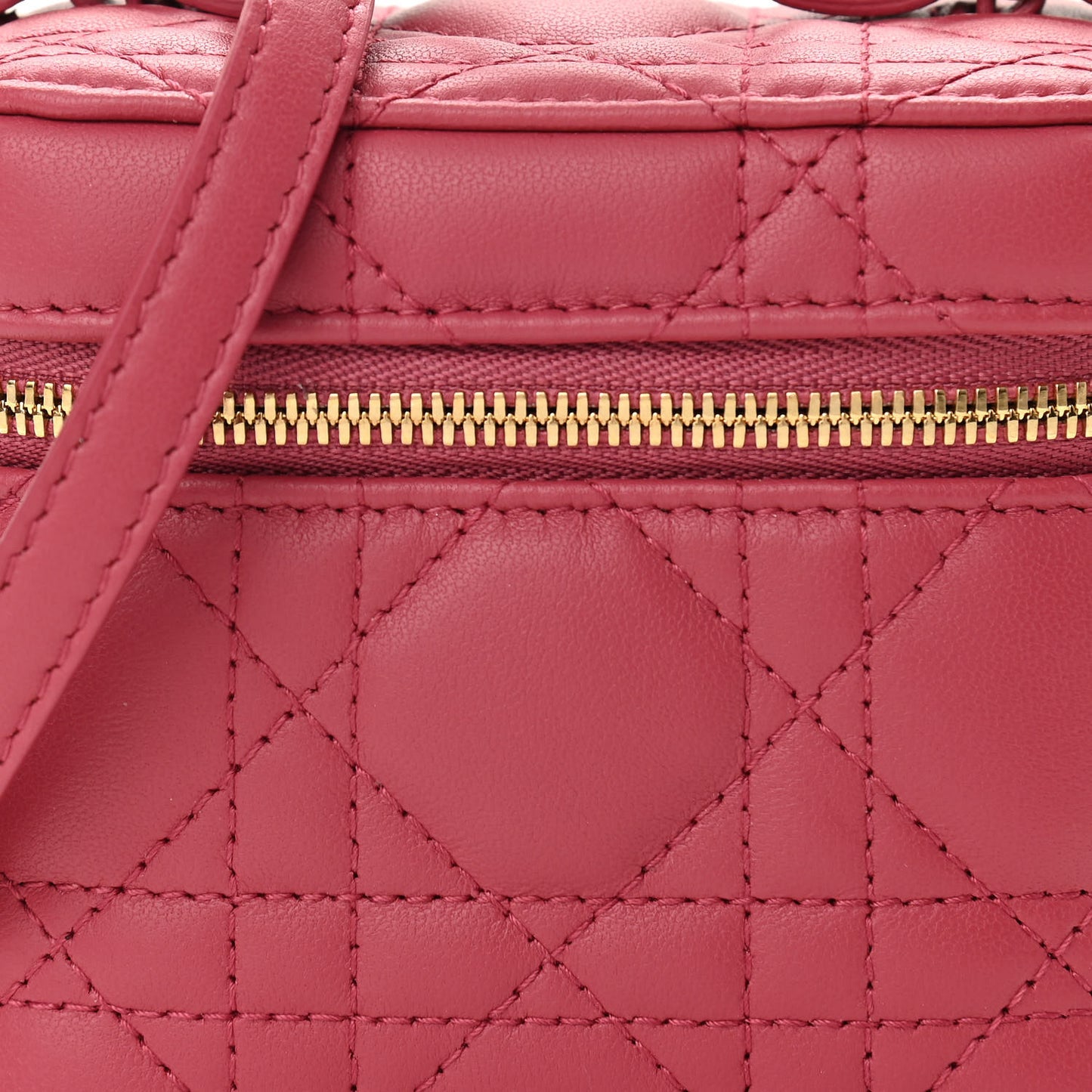 Lambskin Cannage Micro Vanity Case Strawberry Pink