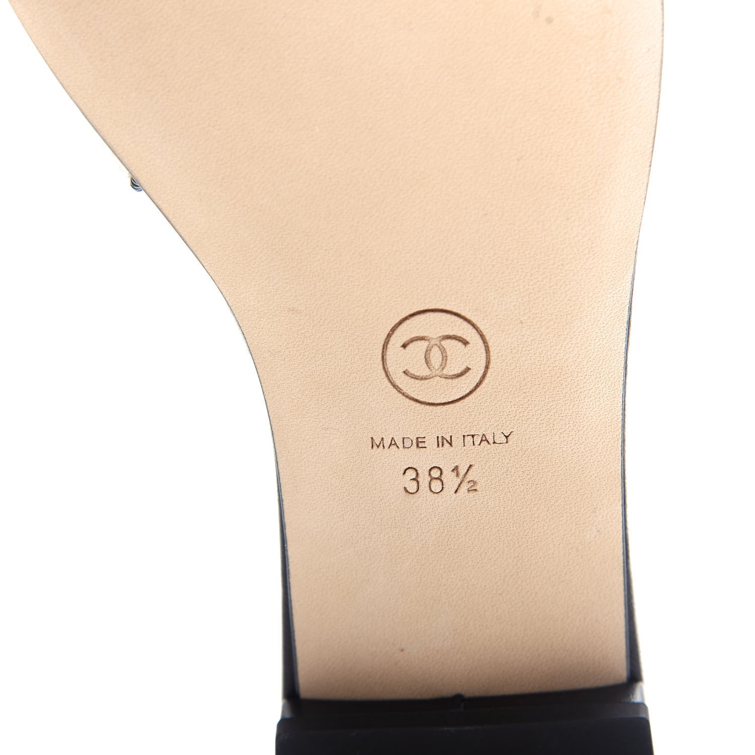 Chanel Pearl Embroidery Flat Sandals 38.5 White Black 9 of 11
