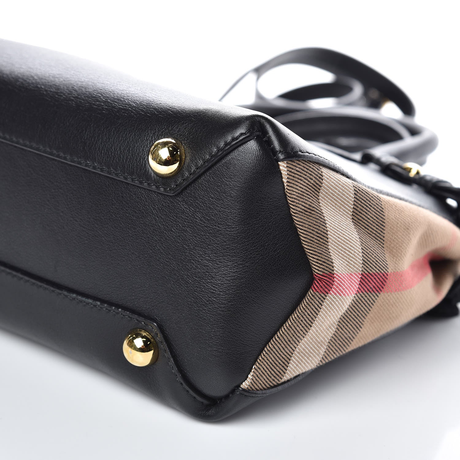 Burberry Grainy Calfskin House Check Small Banner Tote Black 10 of 11