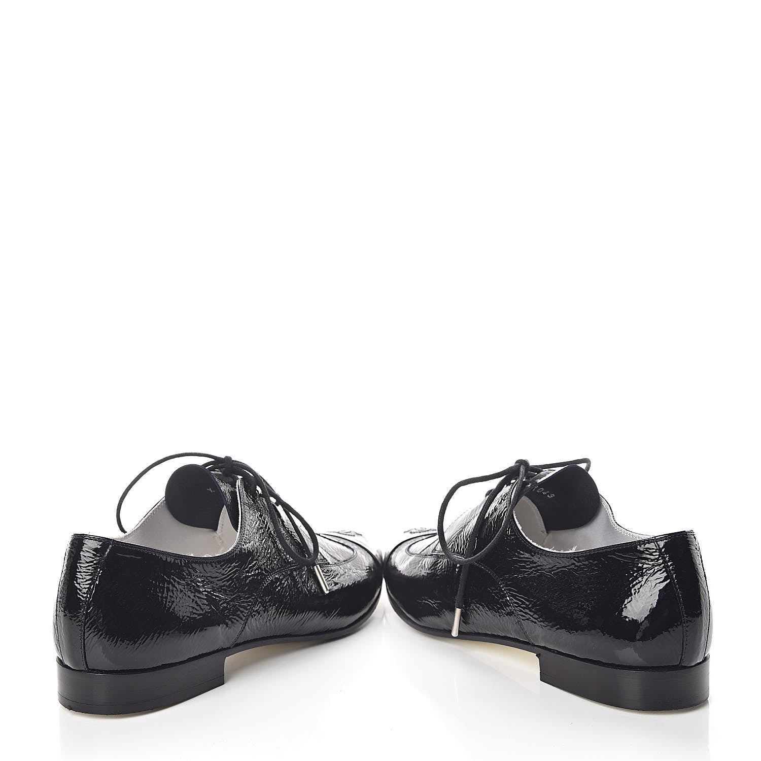 Chanel Patent Goatskin CC Lace Up Oxfords 36 Dark Navy 6 of 16