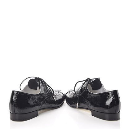 Chanel Patent Goatskin CC Lace Up Oxfords 36 Dark Navy 6 of 16