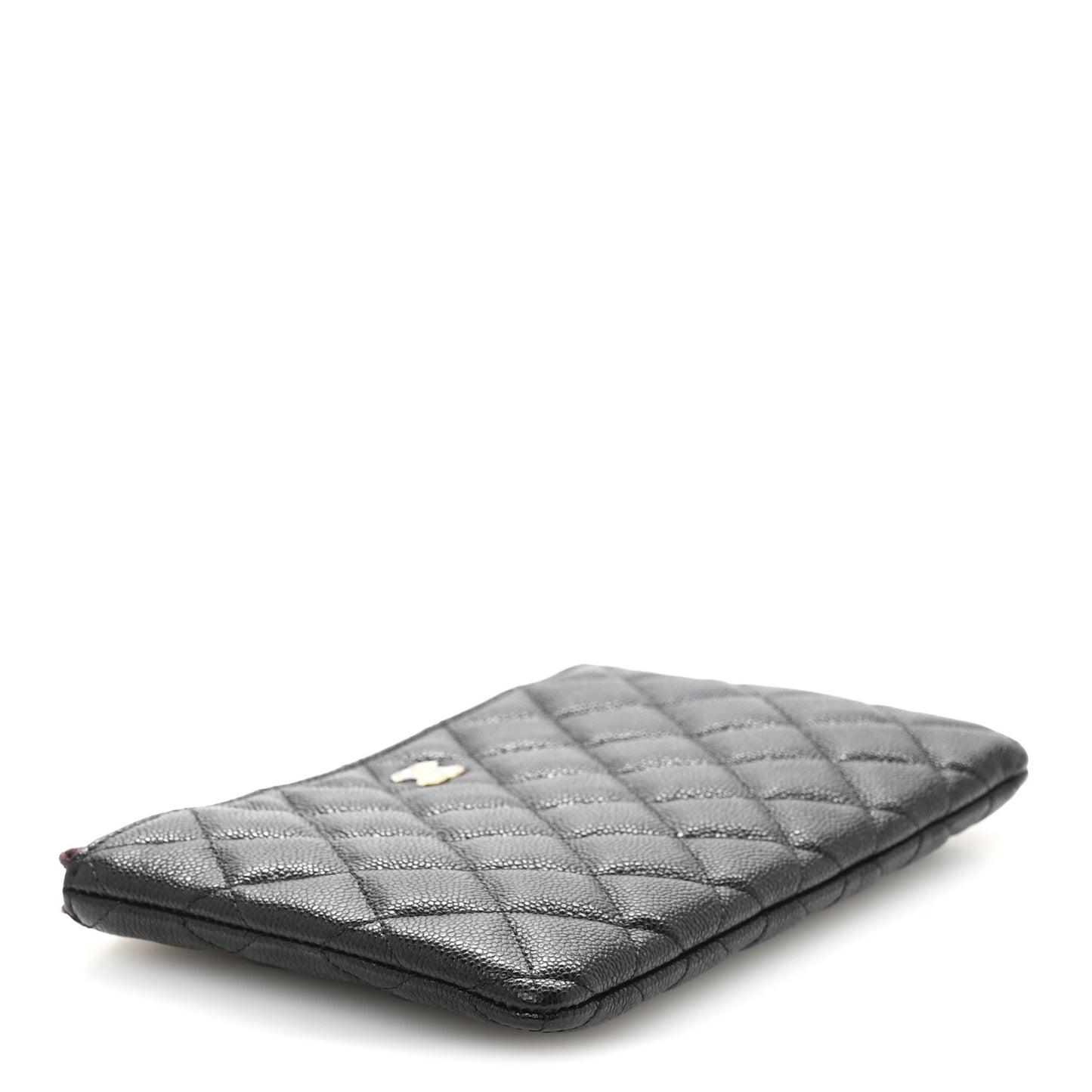 Caviar Quilted Small Zipped Pouch Black