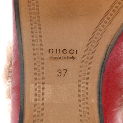 Gucci Malaga Kid Fur Womens Jordaan Loafers 37 Hibiscus Red Natural 6 of 7