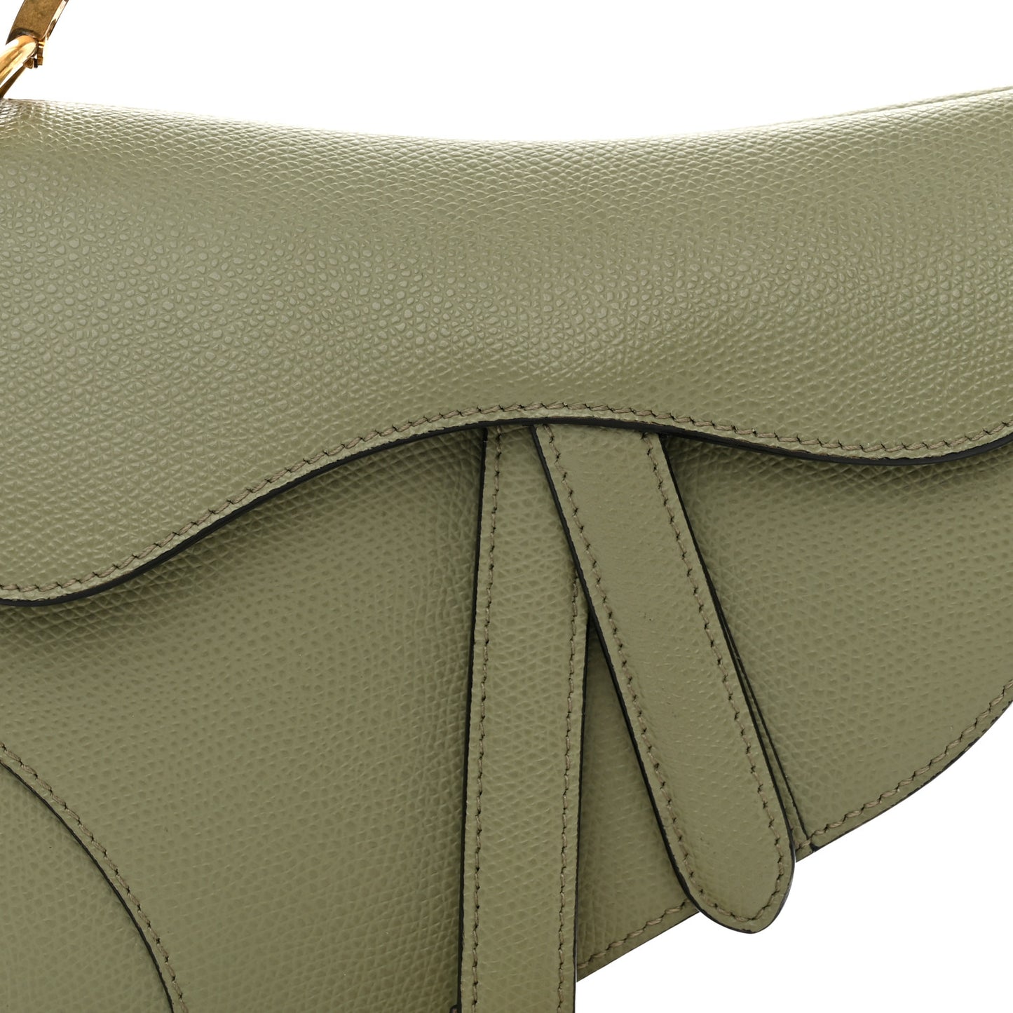 Grained Calfskin Mini Saddle Bag Green