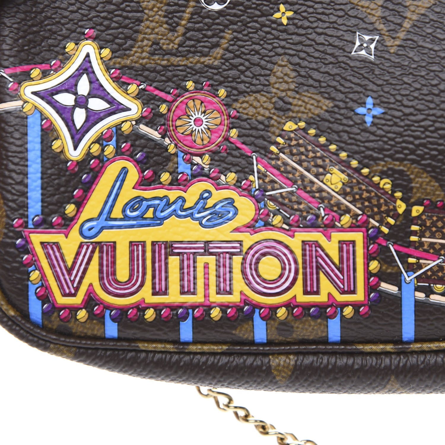 Louis Vuitton Monogram 2020 Christmas Animation Roller Coaster Mini Pochette Accessories Pivoine 6 of 8
