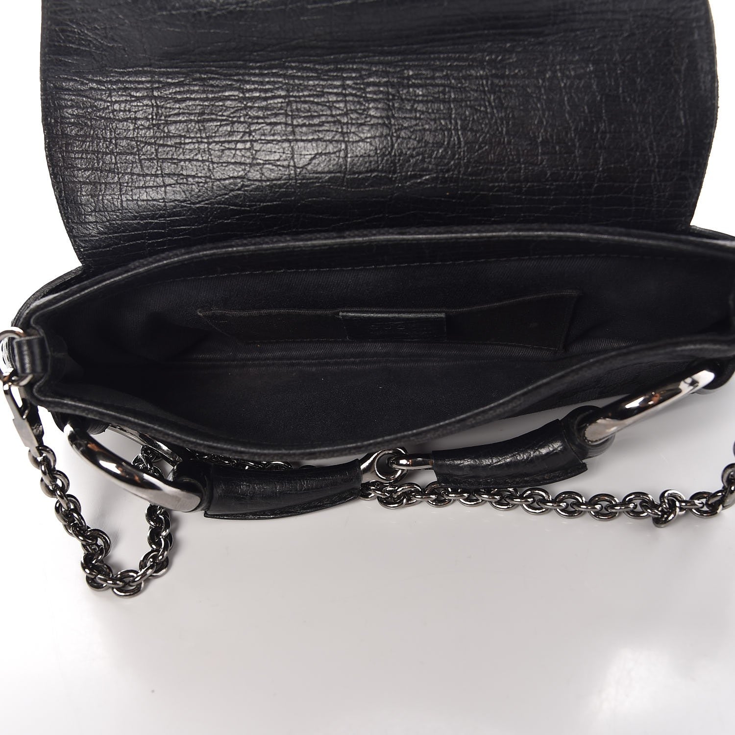 Gucci Monogram Horsebit Chain Clutch Black 5 of 13
