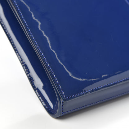 Saint Laurent Patent Calfskin Monogram Large Belle De Jour Clutch Royal Blue 7 of 11