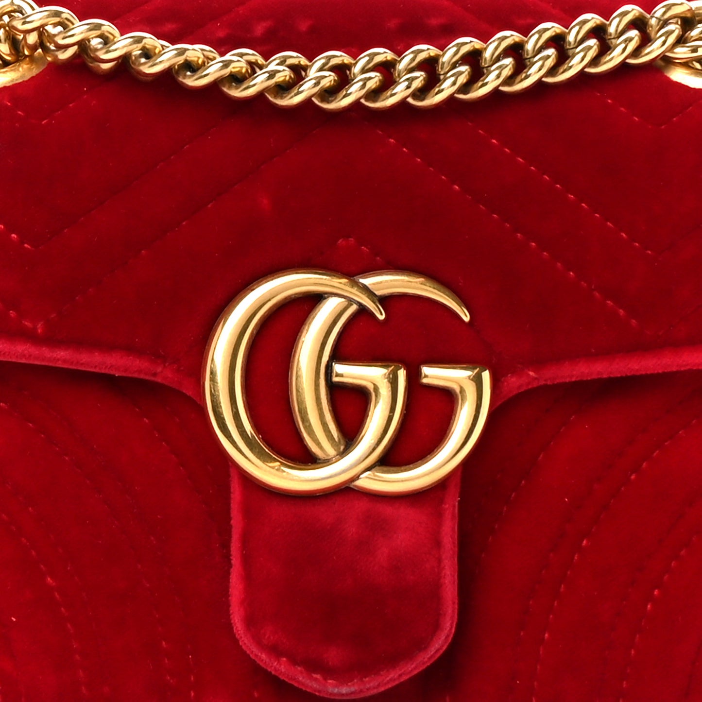 Velvet Matelasse Mini GG Marmont Shoulder Bag Hibiscus Red