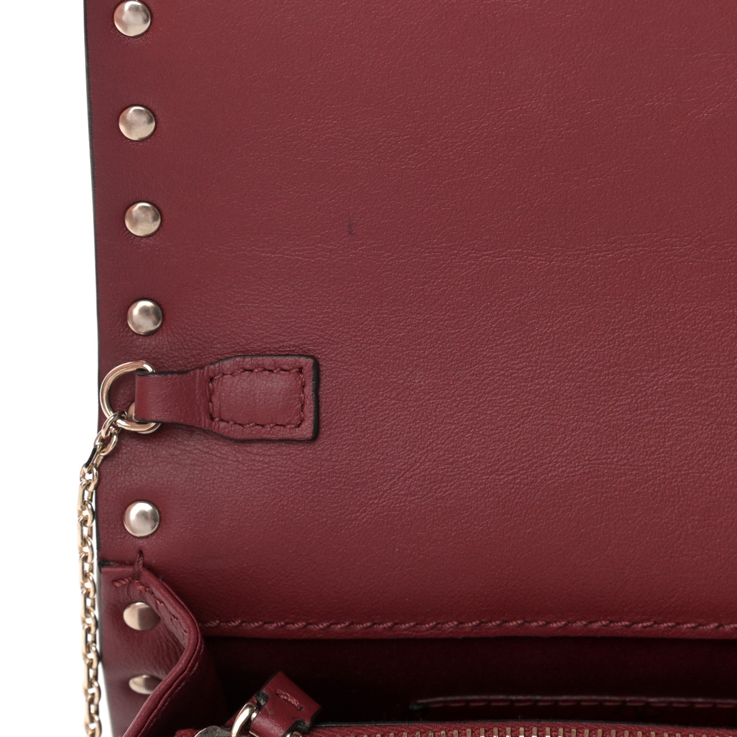 Valentino Garavani Calfskin Rockstud Wallet on Chain Camelia 11 of 13