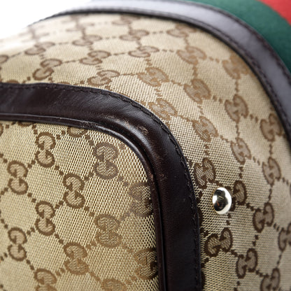 Gucci Monogram Vintage Web Medium Boston Dark Brown 12 of 13