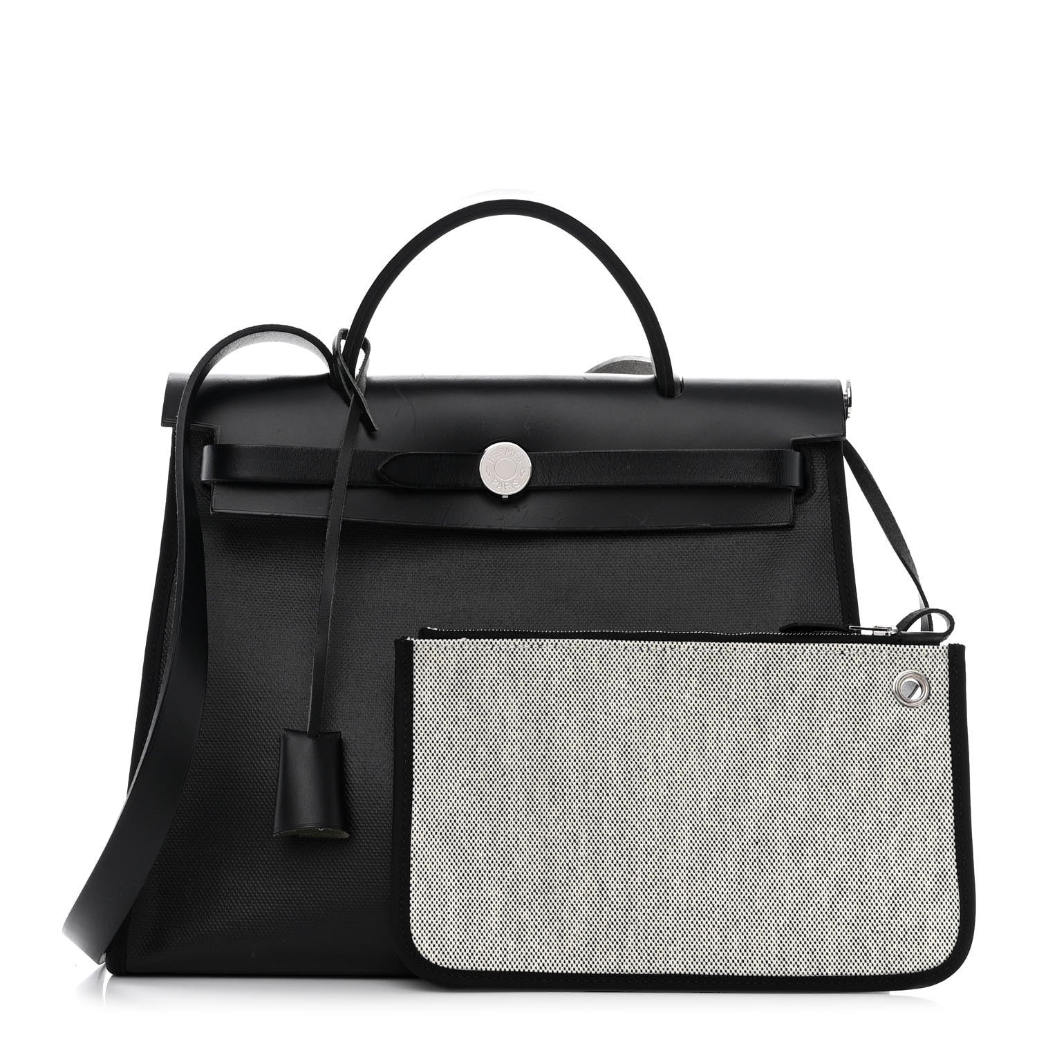 Hermes Toile H Berline Vache Hunter Herbag Zip PM 31 Black Ecru 1 of 12