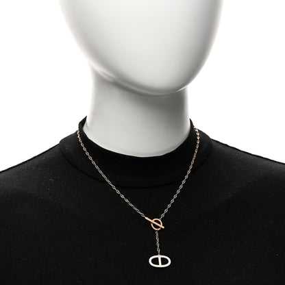 Hermes 18K Rose Gold Diamond GM Chaine D'Ancre Contour Pendant Necklace ST 2 of 7