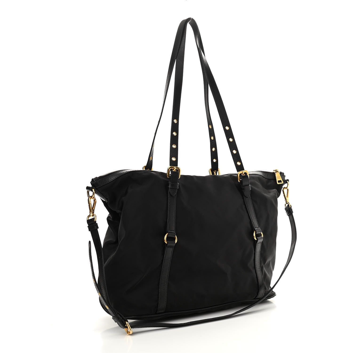 Prada Saffiano Tessuto Nylon Logo Shopping Tote Black 2 of 8