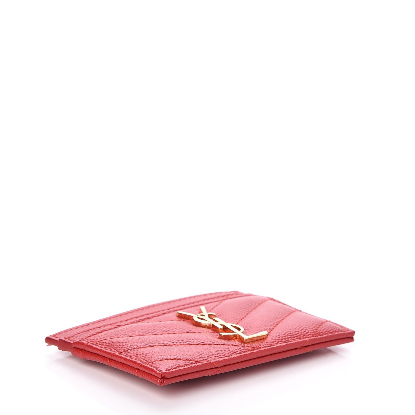 Grain De Poudre Matelasse Chevron Monogram Credit Card Case New Red