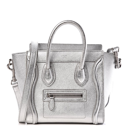 Celine Laminated Lambskin Nano Luggage Silver 1 of 13