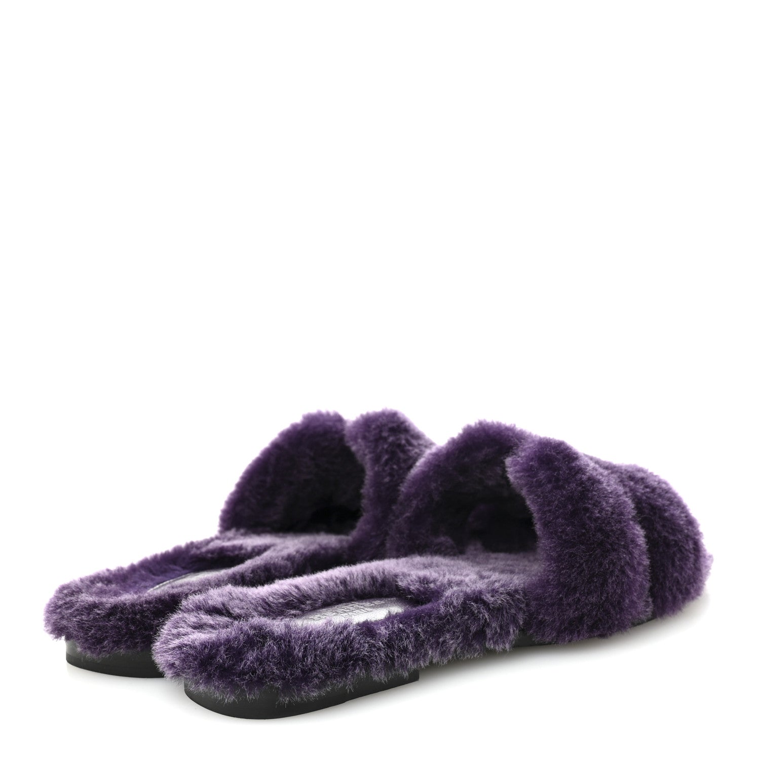 Hermes Woolskin Oran Sandals 36.5 Violet Fonce 5 of 8