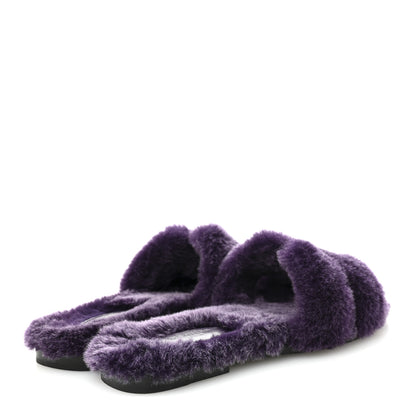 Hermes Woolskin Oran Sandals 36.5 Violet Fonce 5 of 8