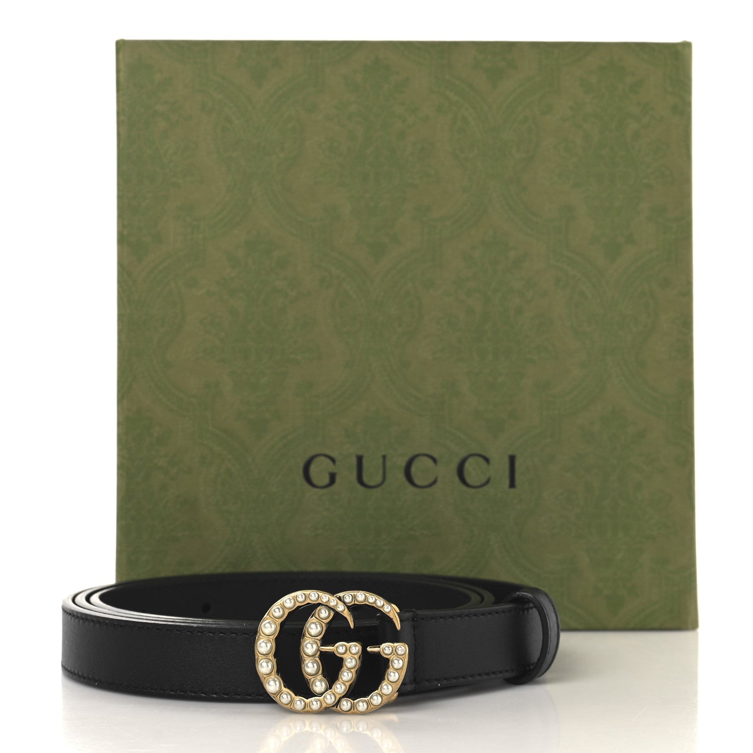 Gucci Calfskin Pearl Double G 20mm Belt 100 40 Black Cream 7 of 7
