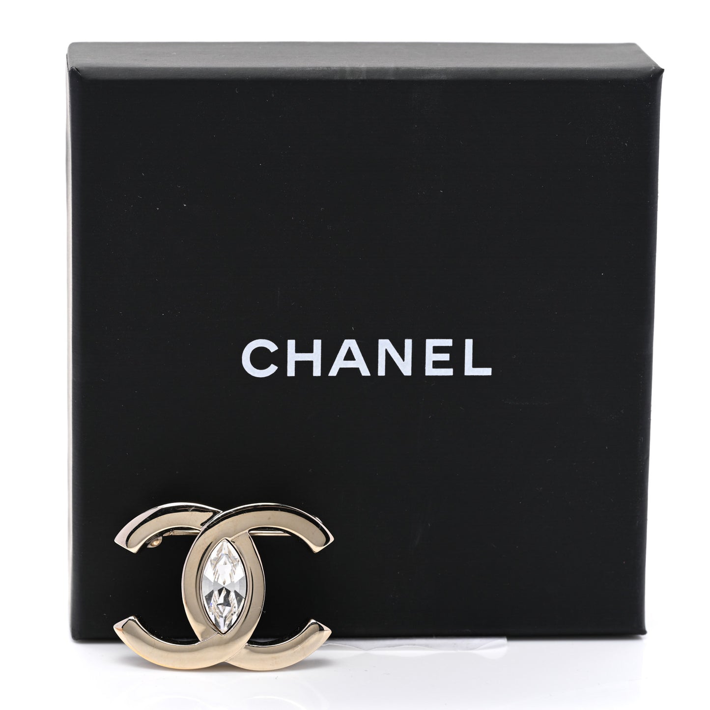 Crystal CC Brooch Gold