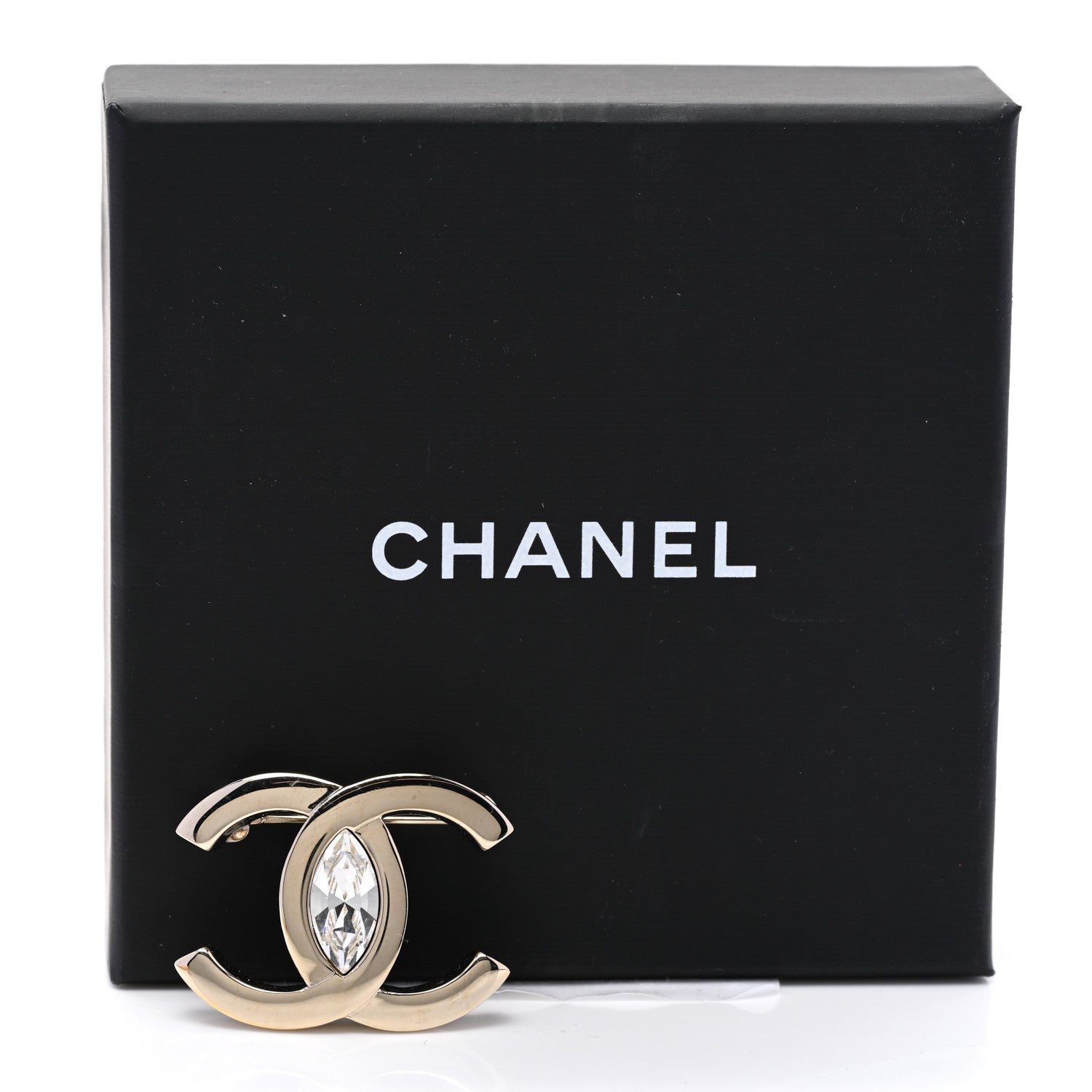 Chanel Crystal CC Brooch Gold 5 of 5