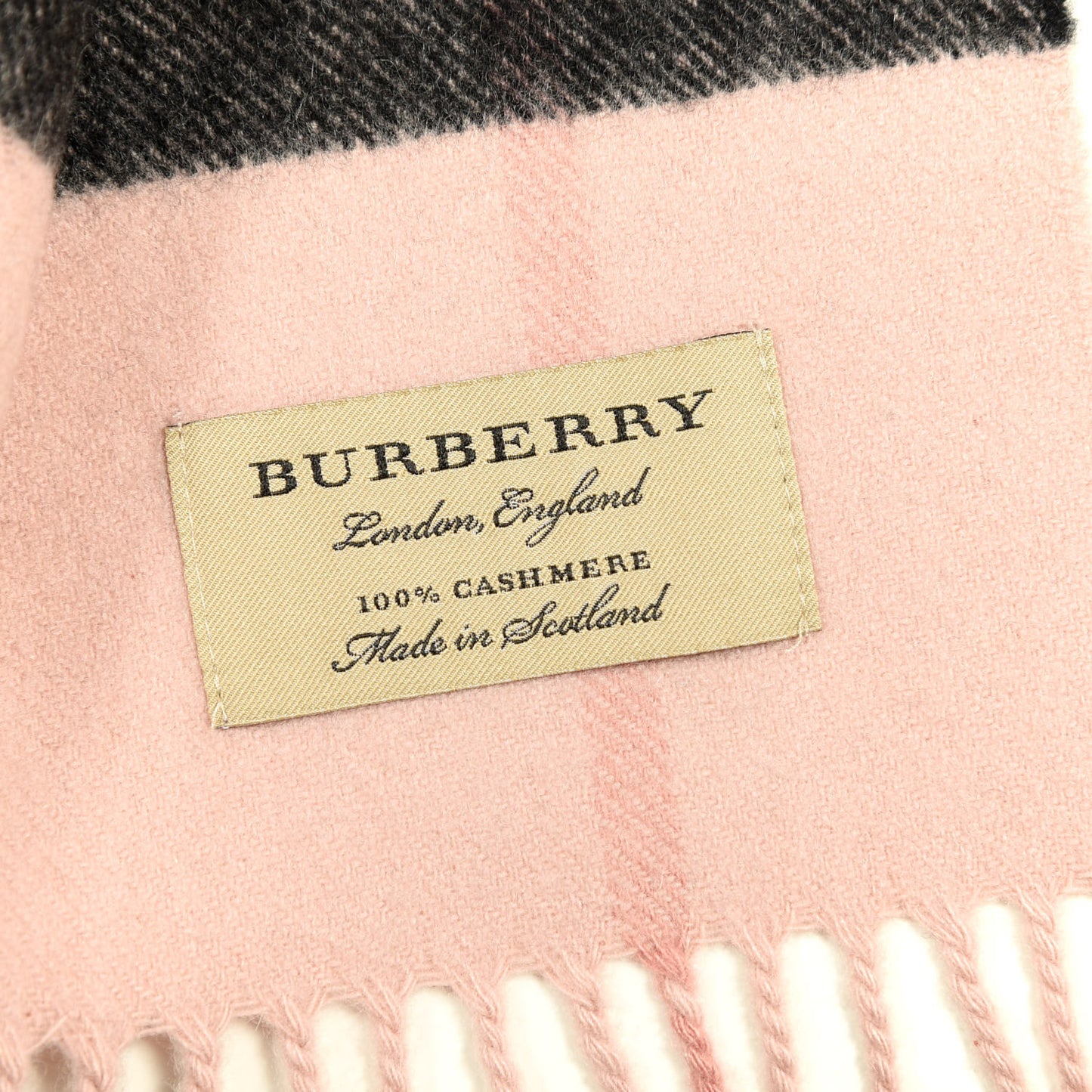 Cashmere Giant Heritage Check Fringe Scarf Ash Rose