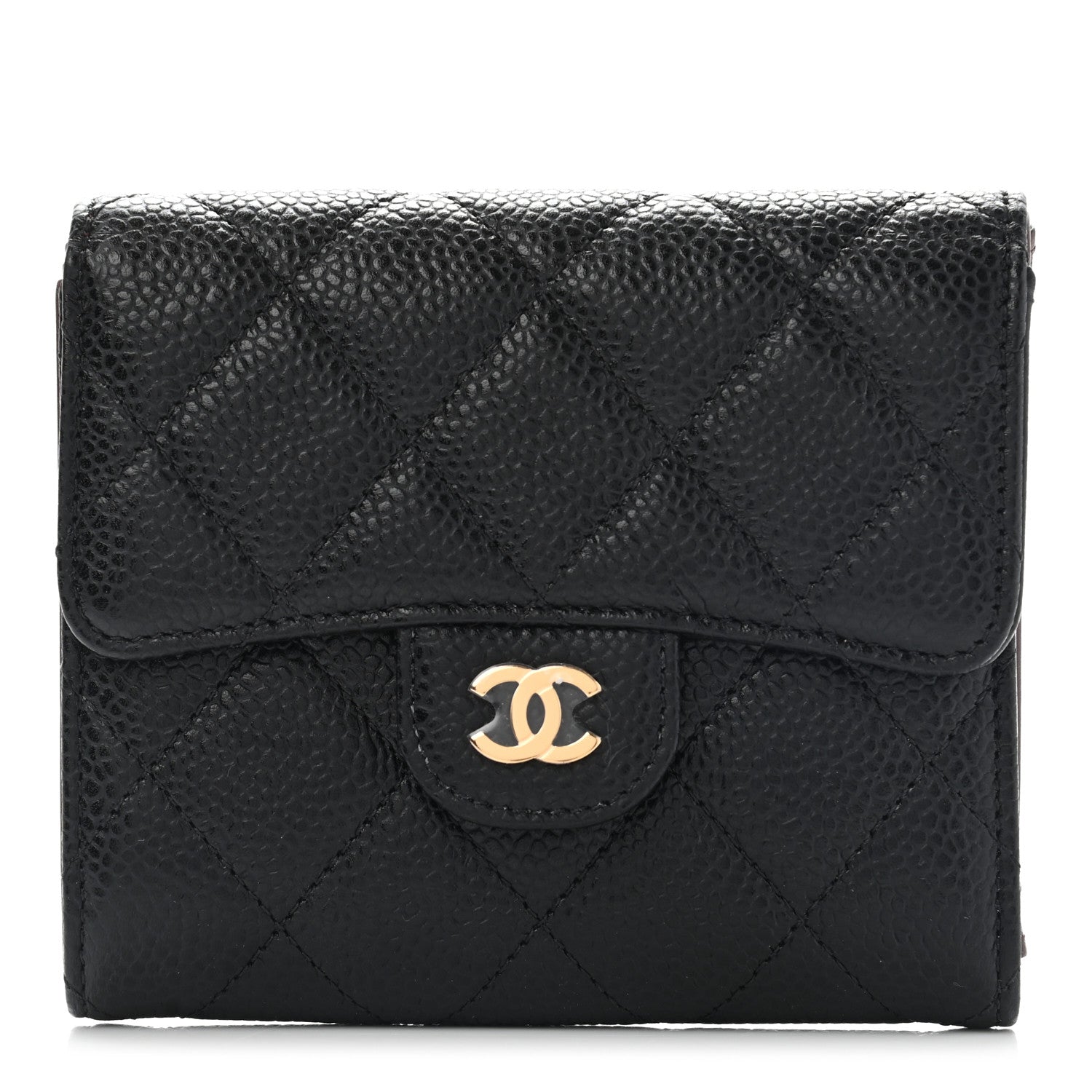 Chanel Caviar Quilted Compact Flap Wallet Black 1 of 8