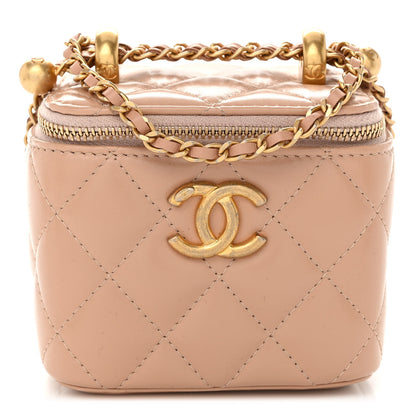 Chanel Calfskin Quilted Mini Perfect Fit Vanity Case With Chain Beige 1 of 11
