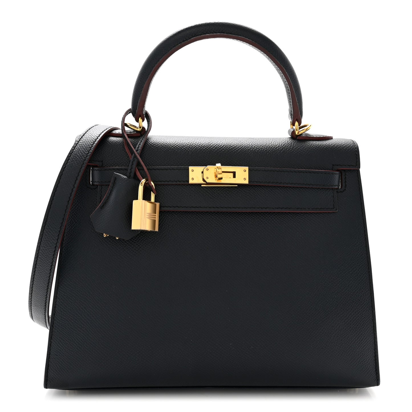 Epsom Contour Kelly Sellier 25 Bleu Indigo Rouge H