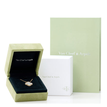 Van Cleef & Arpels 18K Yellow Gold Mother of Pearl Vintage Alhambra Pendant Necklace 5 of 5