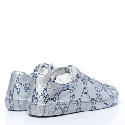 Gucci Miro Rubber Wax GucciGhost Print Mens New Ace Sneakers 9 Silver 4 of 9