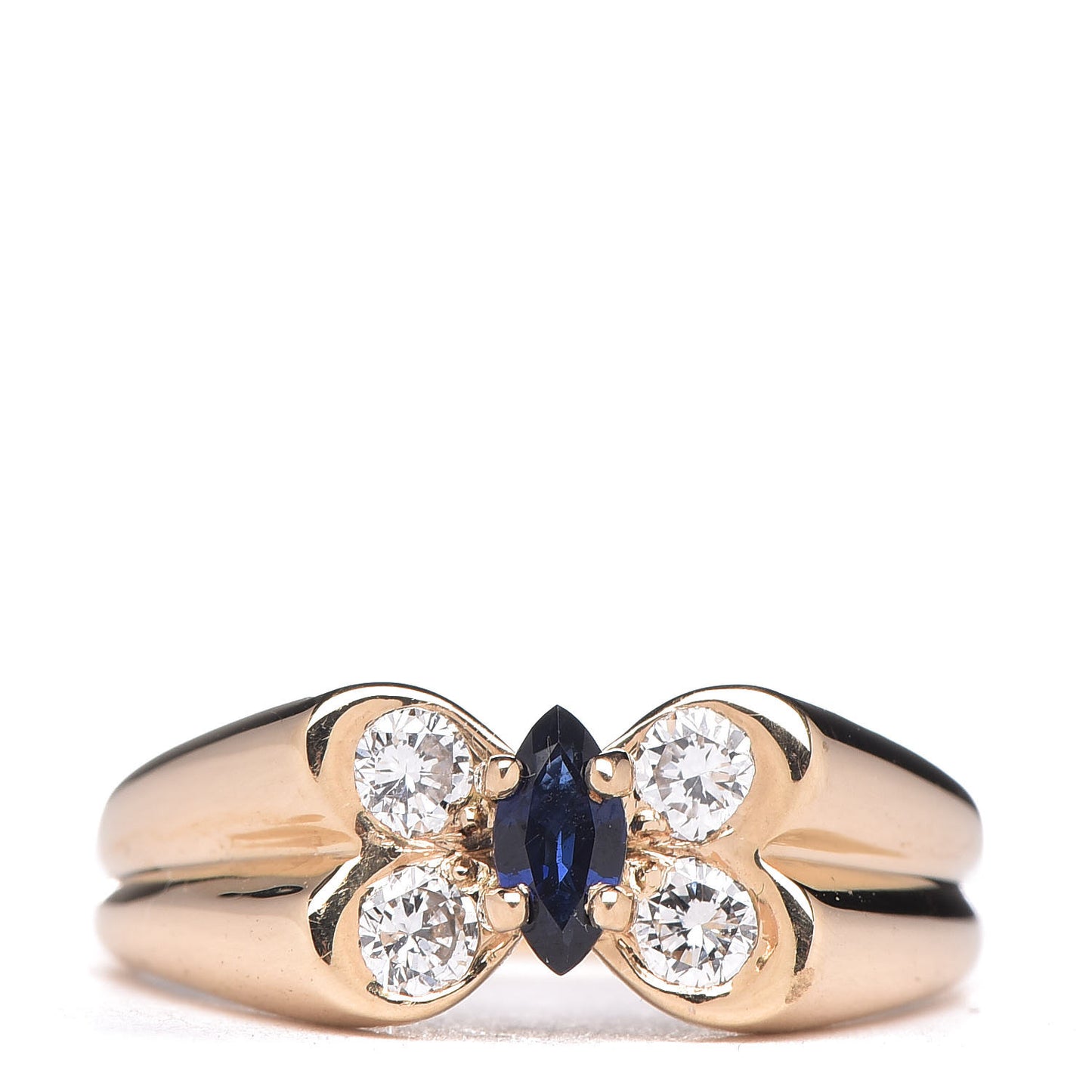 18K Yellow Gold Diamond Sapphire Butterfly Ring 52 6