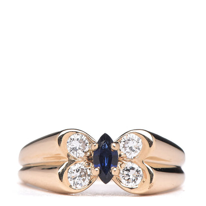 Van Cleef & Arpels 18K Yellow Gold Diamond Sapphire Butterfly Ring 52 6 1 of 5