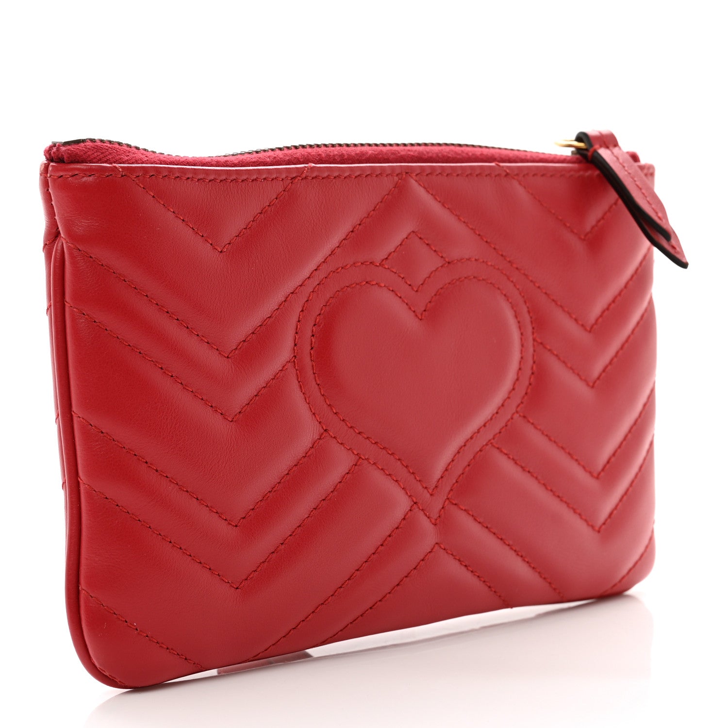 Gucci Calfskin Matelasse GG Marmont Wrist Wallet Hibiscus Red 3 of 8