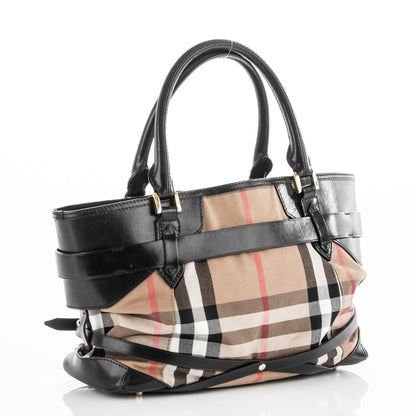 Burberry House Check Bridle Calfskin Medium Lynher Tote Black 3 of 9