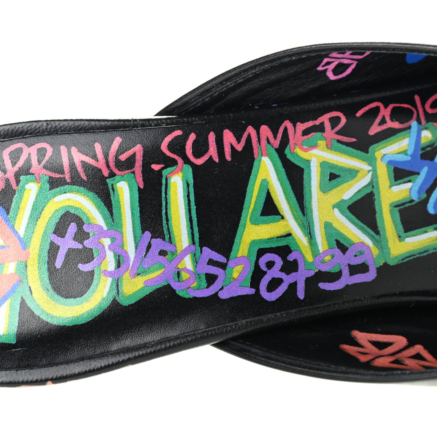 Balenciaga Chevre Classic Graffiti Pointed Toe Knife Mules 39 Black Multicolor 7 of 7