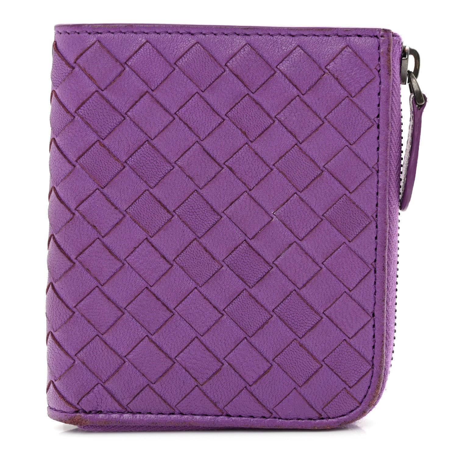 Bottega Veneta Nappa Intrecciato Zip Around Compact Wallet Byzantine 1 of 8