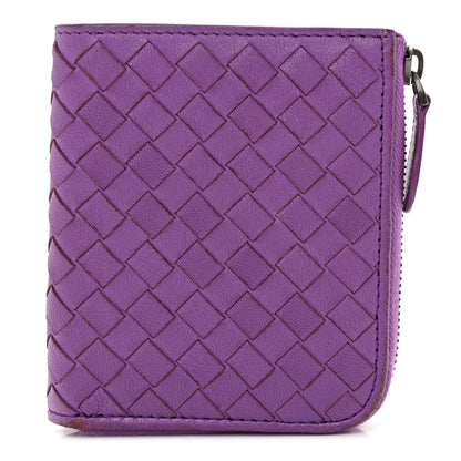 Bottega Veneta Nappa Intrecciato Zip Around Compact Wallet Byzantine 1 of 8