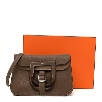 Hermes Taurillon Clemence Halzan 31 GM Etoupe 15 of 15