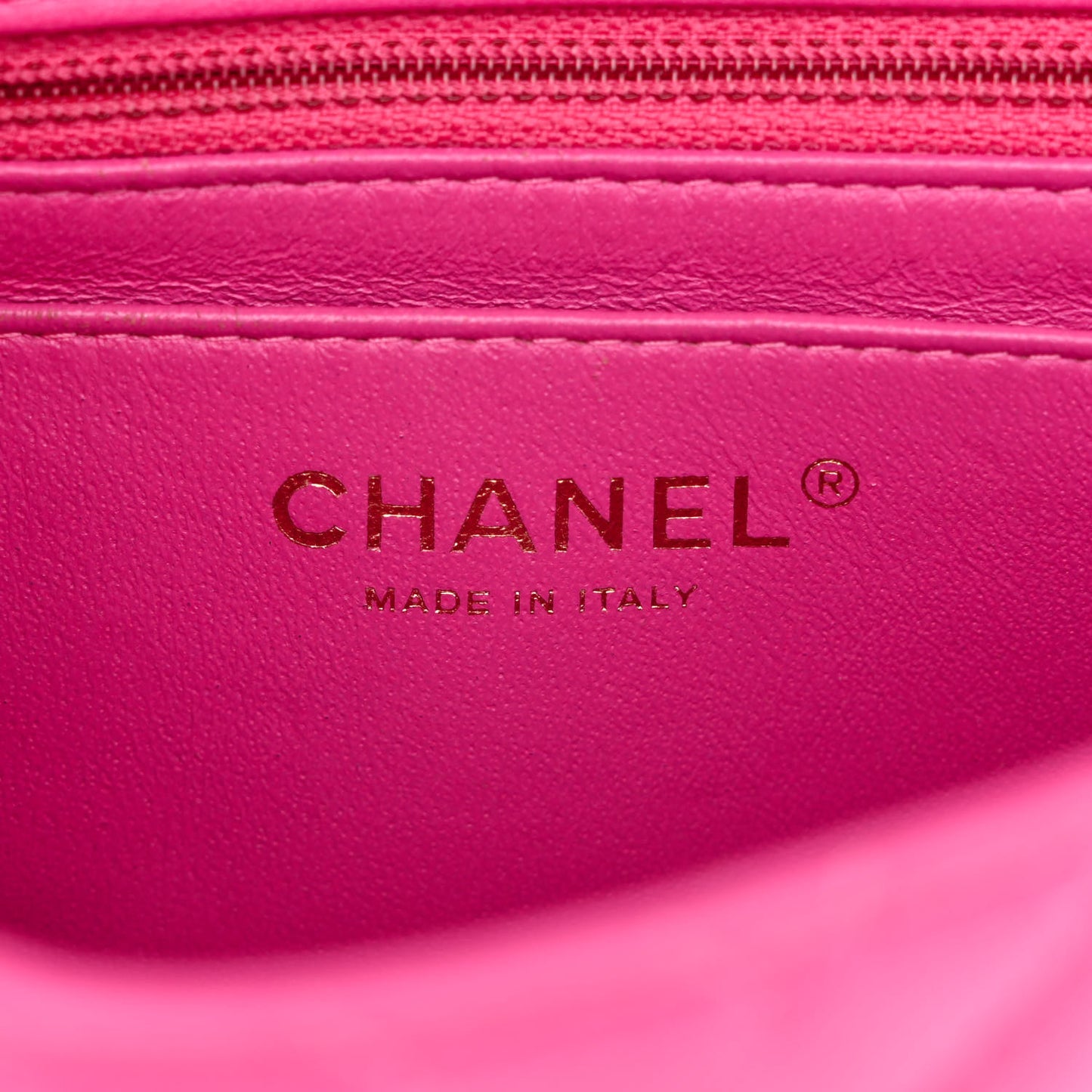 Lambskin Chevron Quilted Mini Square Flap Fuchsia