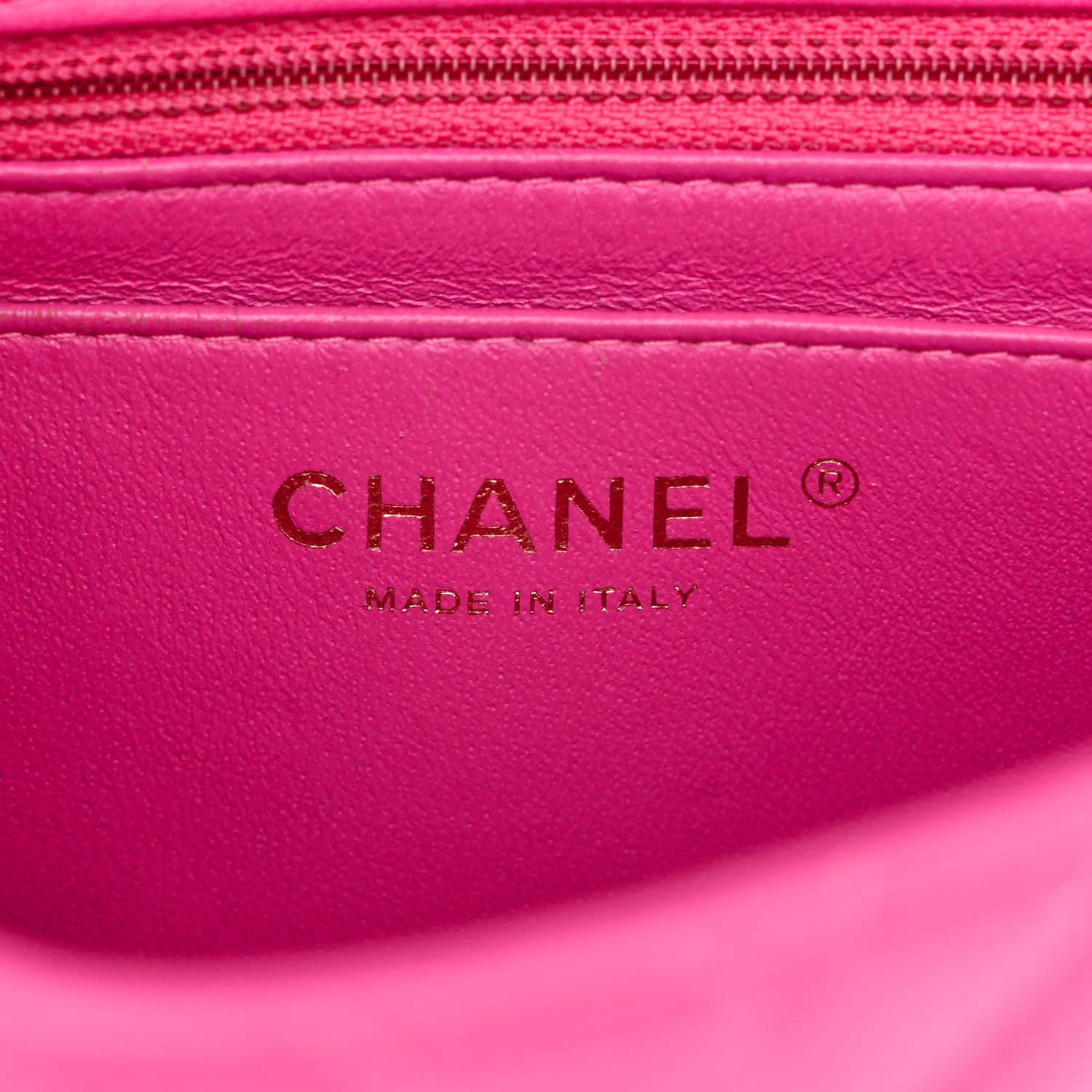 Chanel Lambskin Chevron Quilted Mini Square Flap Fuchsia 6 of 14