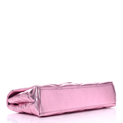Saint Laurent Metallic Lambskin Quilted Sade Puffer Envelope Clutch Pink 4 of 11