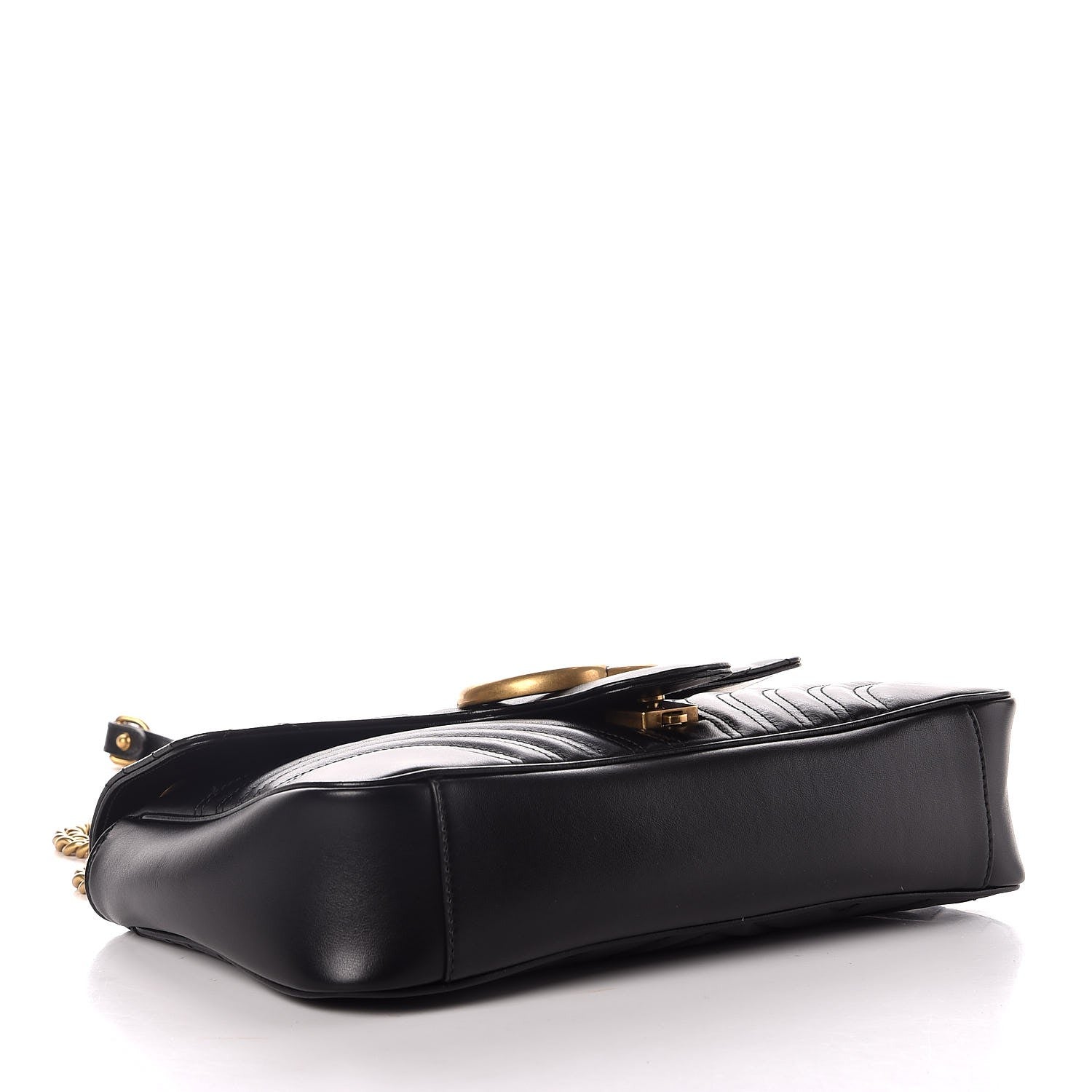 Gucci Calfskin Matelasse Medium GG Marmont Shoulder Bag Black 4 of 8