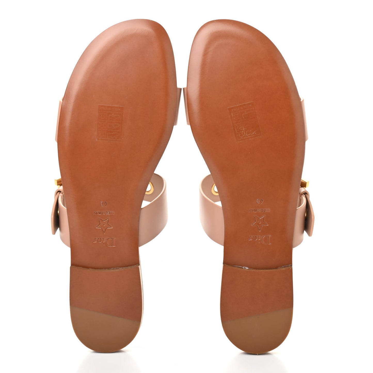 Calfskin D-Dior Slide Sandals 40 Rose De Vents