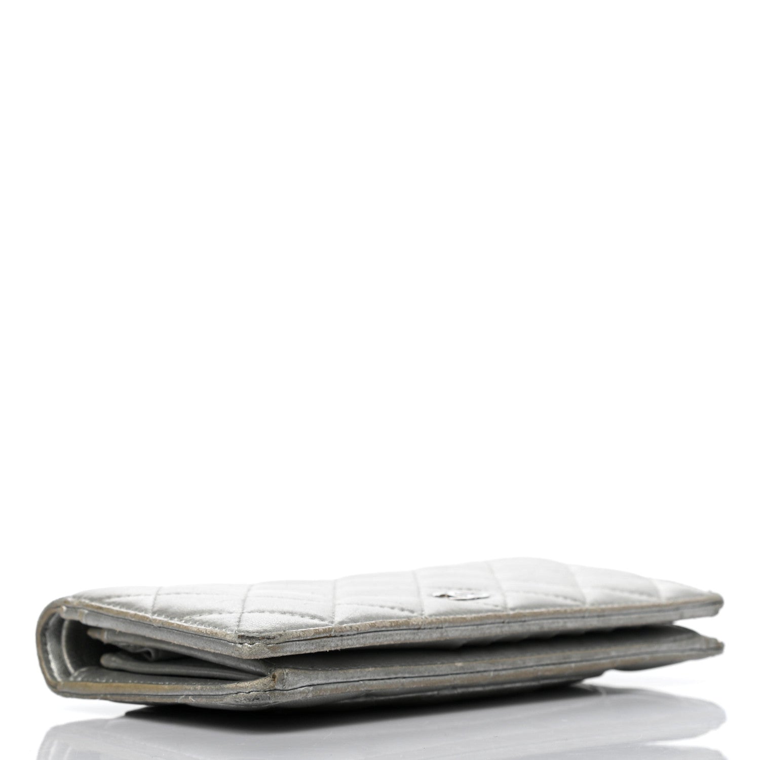 Chanel Metallic Lambskin Quilted Yen Wallet Silver 4 of 16