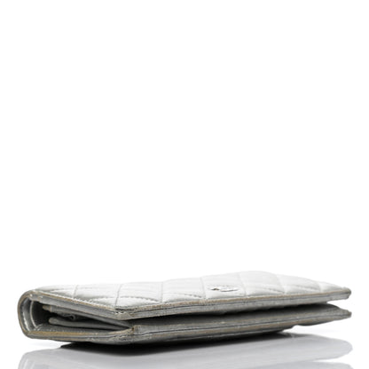 Chanel Metallic Lambskin Quilted Yen Wallet Silver 4 of 16