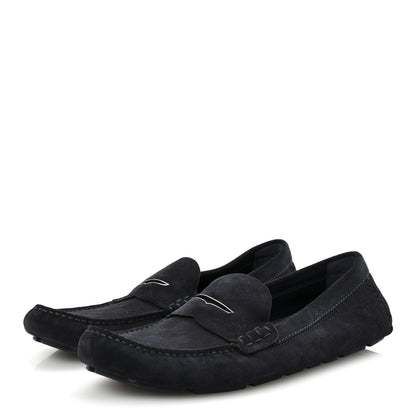 Louis Vuitton Suede Damier Mens Monte Carlo Moccasin Loafers 10.5 Navy 4 of 9