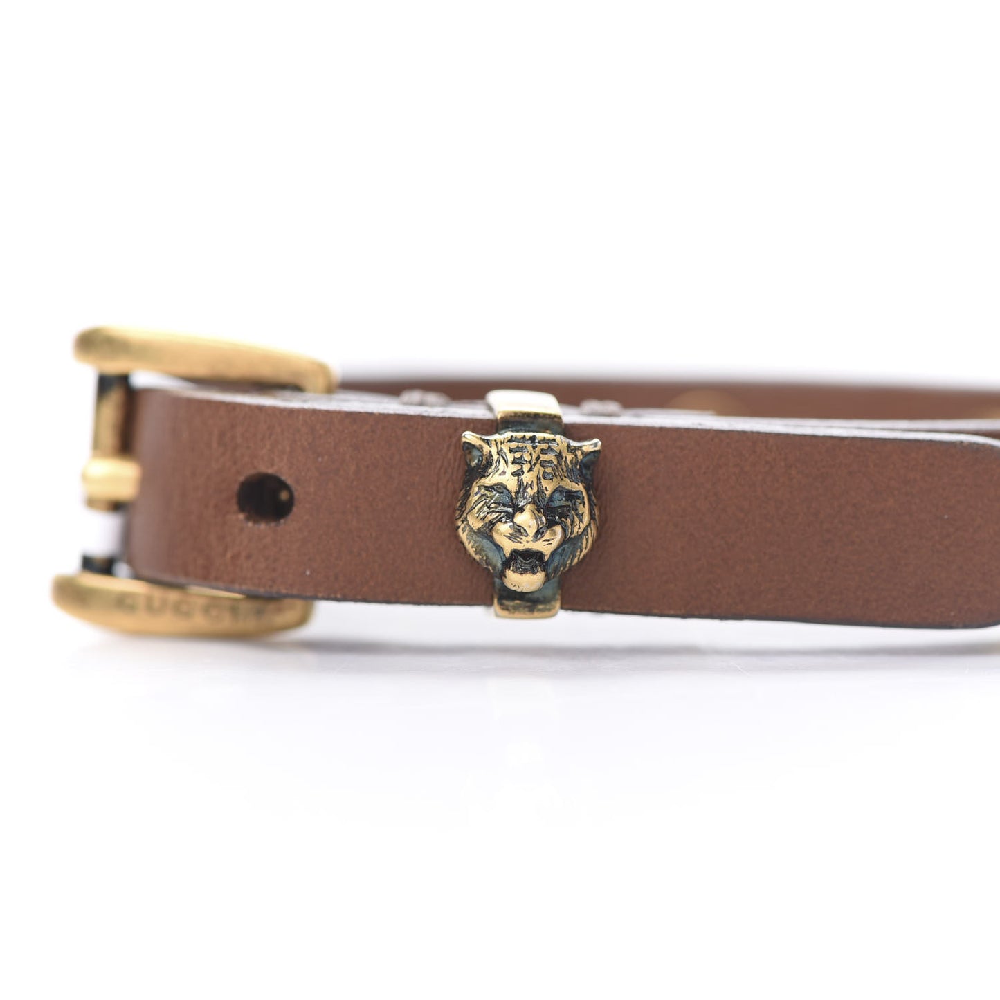 Calfskin Feline Heads Bracelet Brown